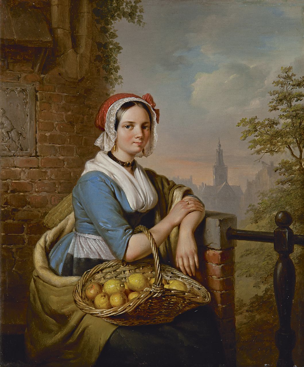 Haanen E.A.  | Elisabeth Alida Haanen, De citroenverkoopster, olieverf op paneel 33,3 x 27,9 cm, gesigneerd rechtsonder en gedateerd 1844