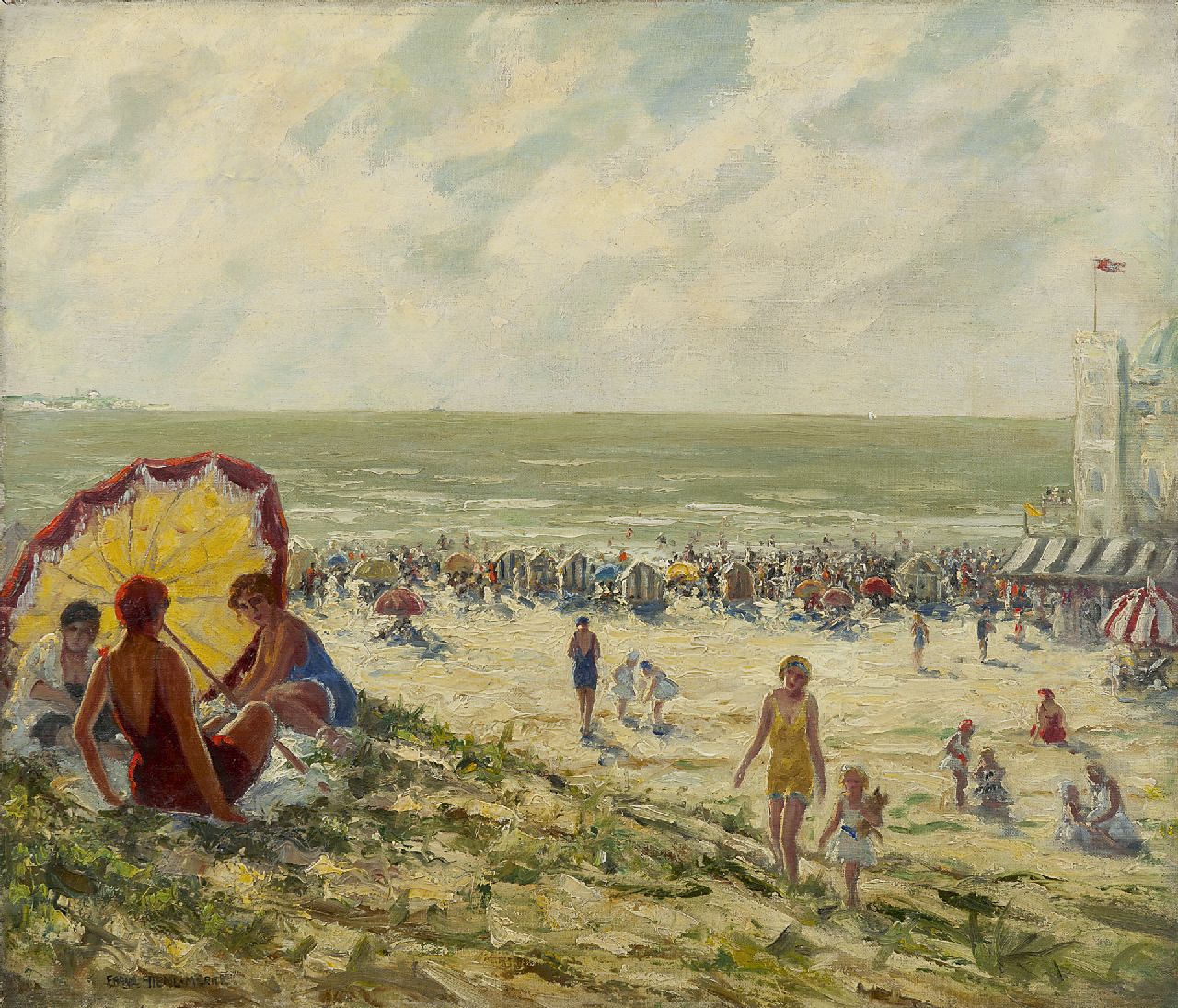 Hienl-Merre F.  | Franz Hienl-Merre, Zomerdag aan de Oostzee, olieverf op doek 60,5 x 70,3 cm, gesigneerd linksonder