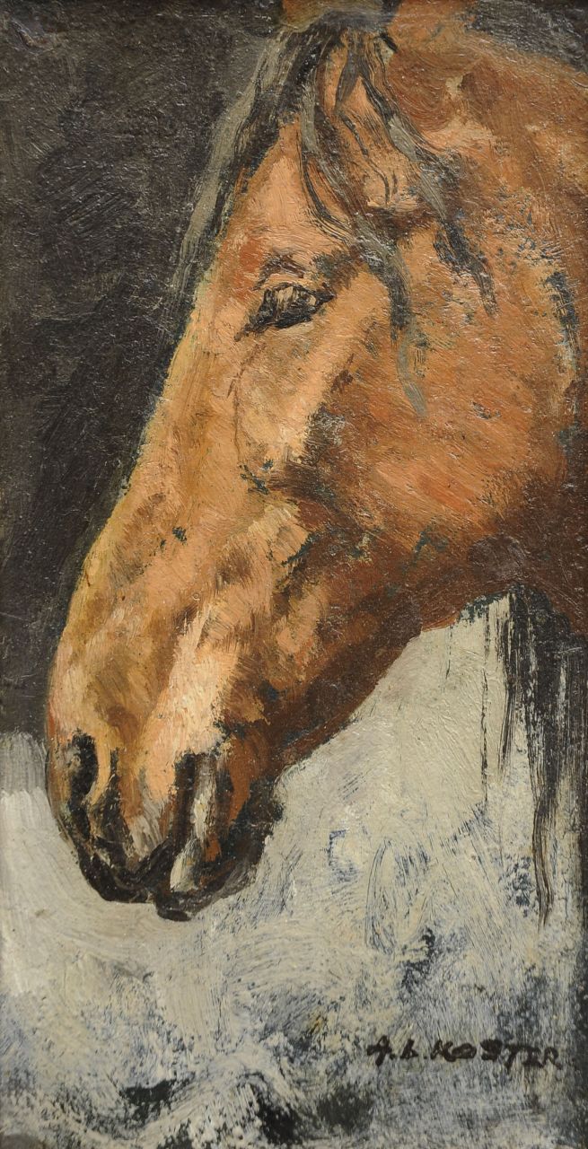 Koster A.L.  | Anton Louis 'Anton L.' Koster, Paardenhoofd, olieverf op paneel 21,7 x 11,5 cm, gesigneerd rechtsonder