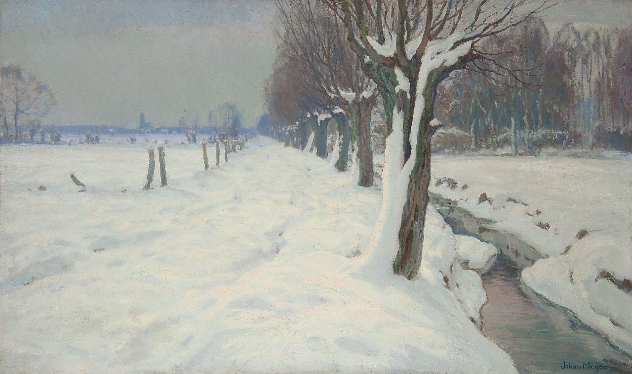 Meijer J.  | Johannes 'Johan' Meijer | Schilderijen te koop aangeboden | Winter bij Blaricum, olieverf op doek 60,7 x 100,8 cm, gesigneerd rechtsonder