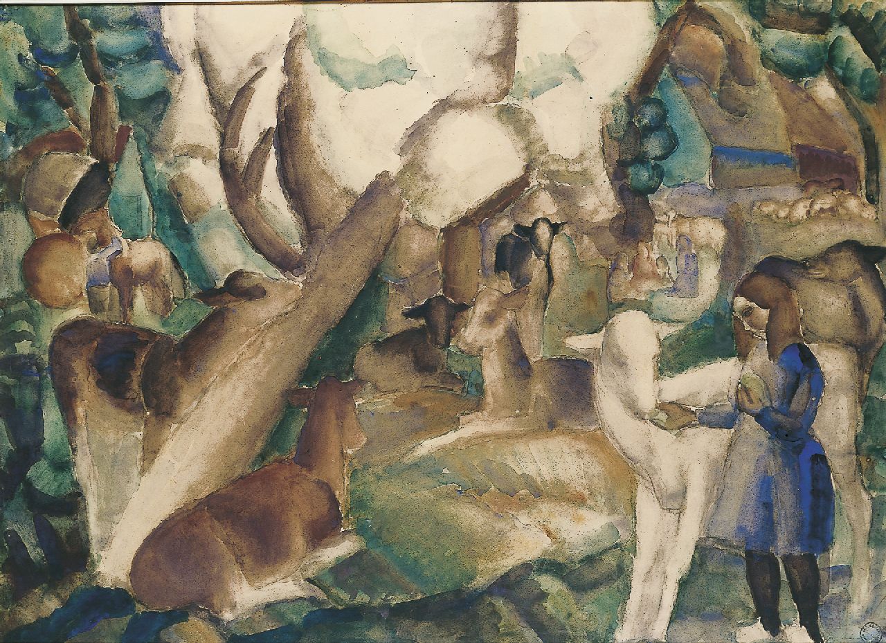 Gestel L.  | Leendert 'Leo' Gestel, Lente in de Beemster, aquarel op papier 71,5 x 98,7 cm, te dateren 1921-1922