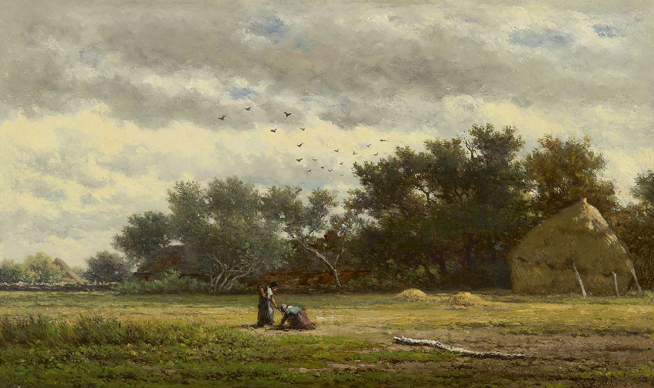 Roelofs W. | Willem Roelofs | Schilderijen te koop aangeboden | Achter de boerderij, olieverf op paneel 22,1 x 37,7 cm, gesigneerd rechtsonder en te dateren ca. 1855-1860 Roelofs W. | Willem Roelofs | Schilderijen te koop aangeboden | Achter de boerderij, olieverf op paneel 22,1 x 37,7 cm, gesigneerd rechtsonder en te dateren ca. 1855-1860