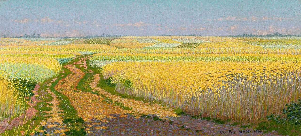 Breman A.J.  | Ahazueros Jacobus 'Co' Breman, Zandweg door de Eng, Blaricum, olieverf op doek 26,2 x 55,0 cm, gesigneerd rechtsonder en gedateerd 1904