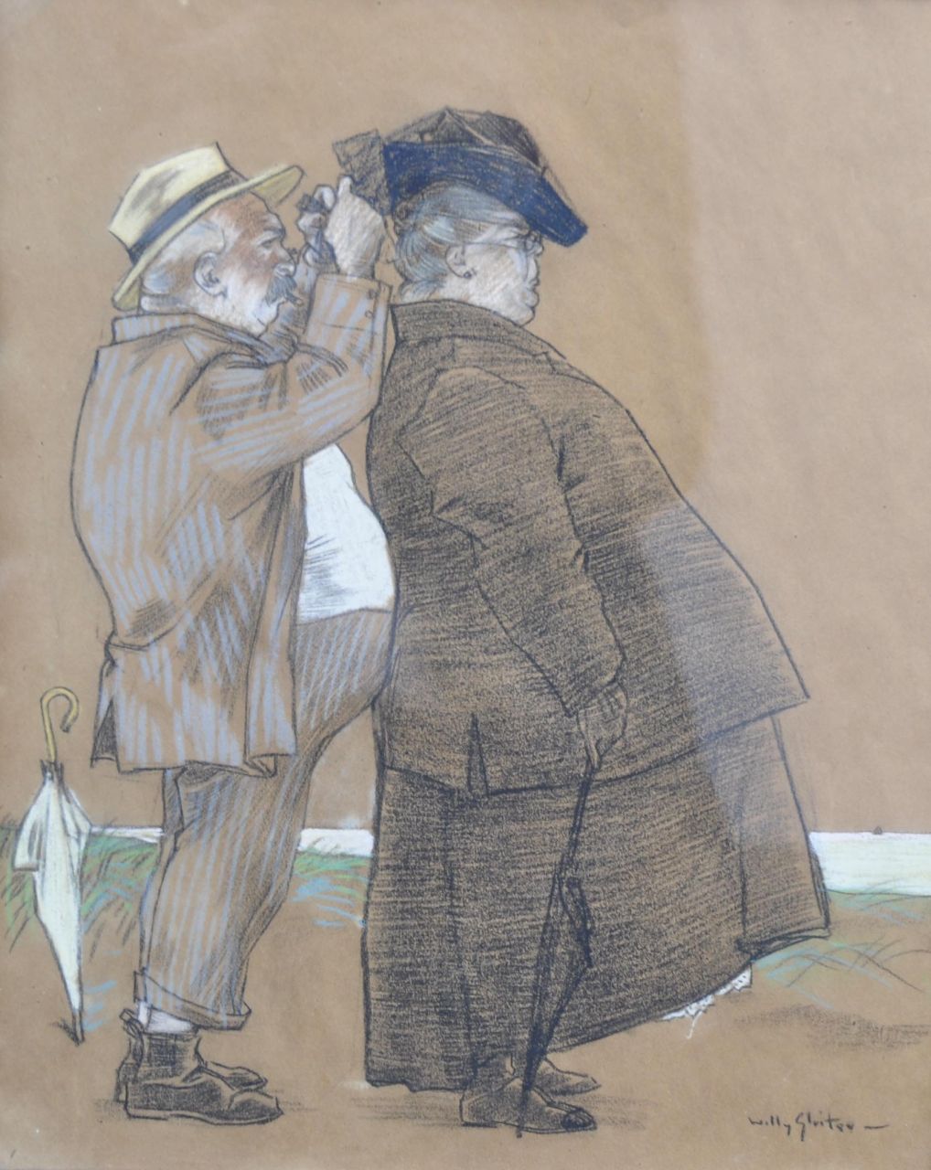 Sluiter J.W.  | Jan Willem 'Willy' Sluiter, De helpende hand, pastel op papier 38,7 x 31,6 cm, gesigneerd rechtsonder