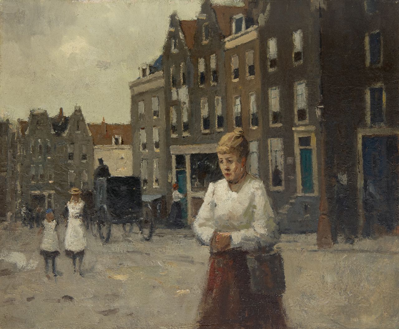Ligtelijn E.J.  | Evert Jan Ligtelijn | Schilderijen te koop aangeboden | Stadsgezicht in Haarlem, olieverf op doek 51,1 x 60,4 cm