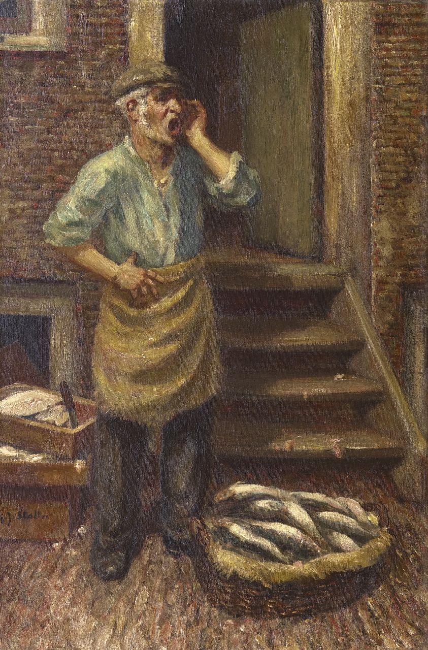 Staller G.J.  | Gerard Johan Staller, Visverkoper, Amsterdam, olieverf op doek 45,2 x 30,2 cm, gesigneerd linksonder