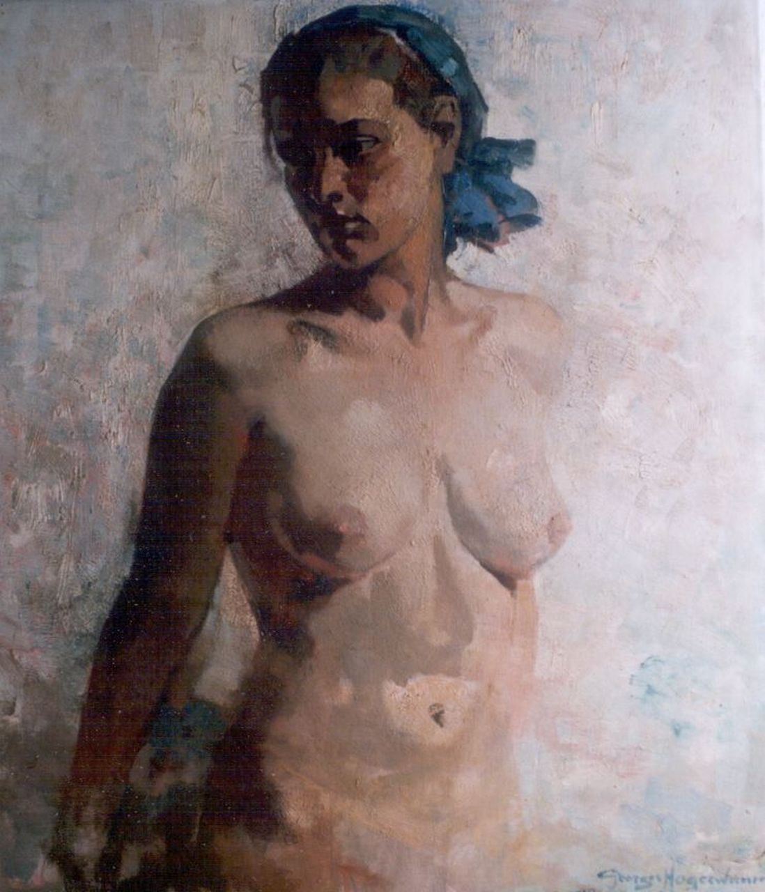 Hogerwaard G.  | Georges 'George' Hogerwaard, Halfnaakte vrouw, olieverf op doek 80,4 x 69,8 cm, gesigneerd rechtsonder en gedateerd 1935
