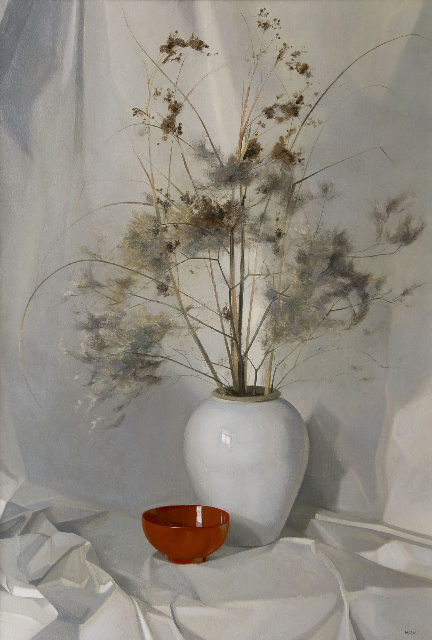 Henricus Rol | Droogbloemen in een vaas, olieverf op doek, 94,2 x 64,1 cm, gesigneerd r.o.
