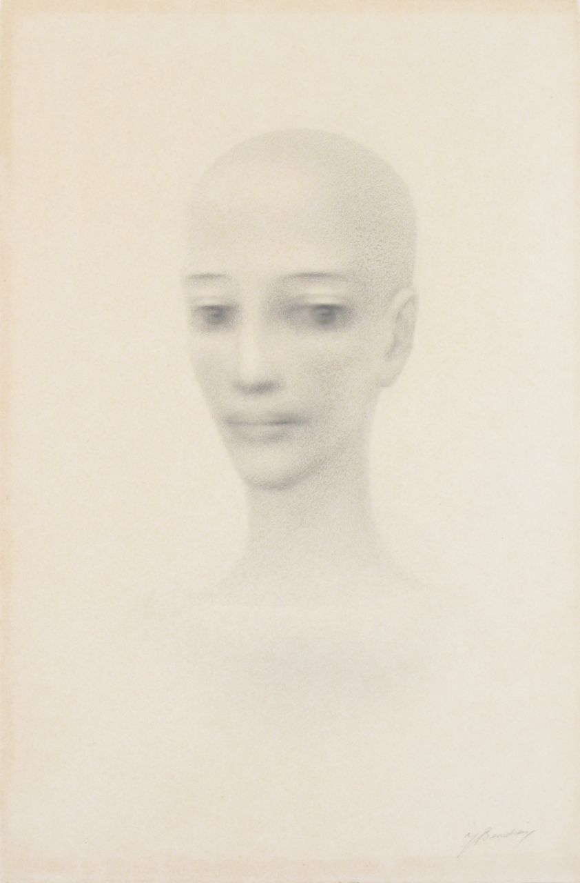Bendien J.  | Jacob Bendien, Portret van jonge vrouw, tekening op papier 44,0 x 29,0 cm