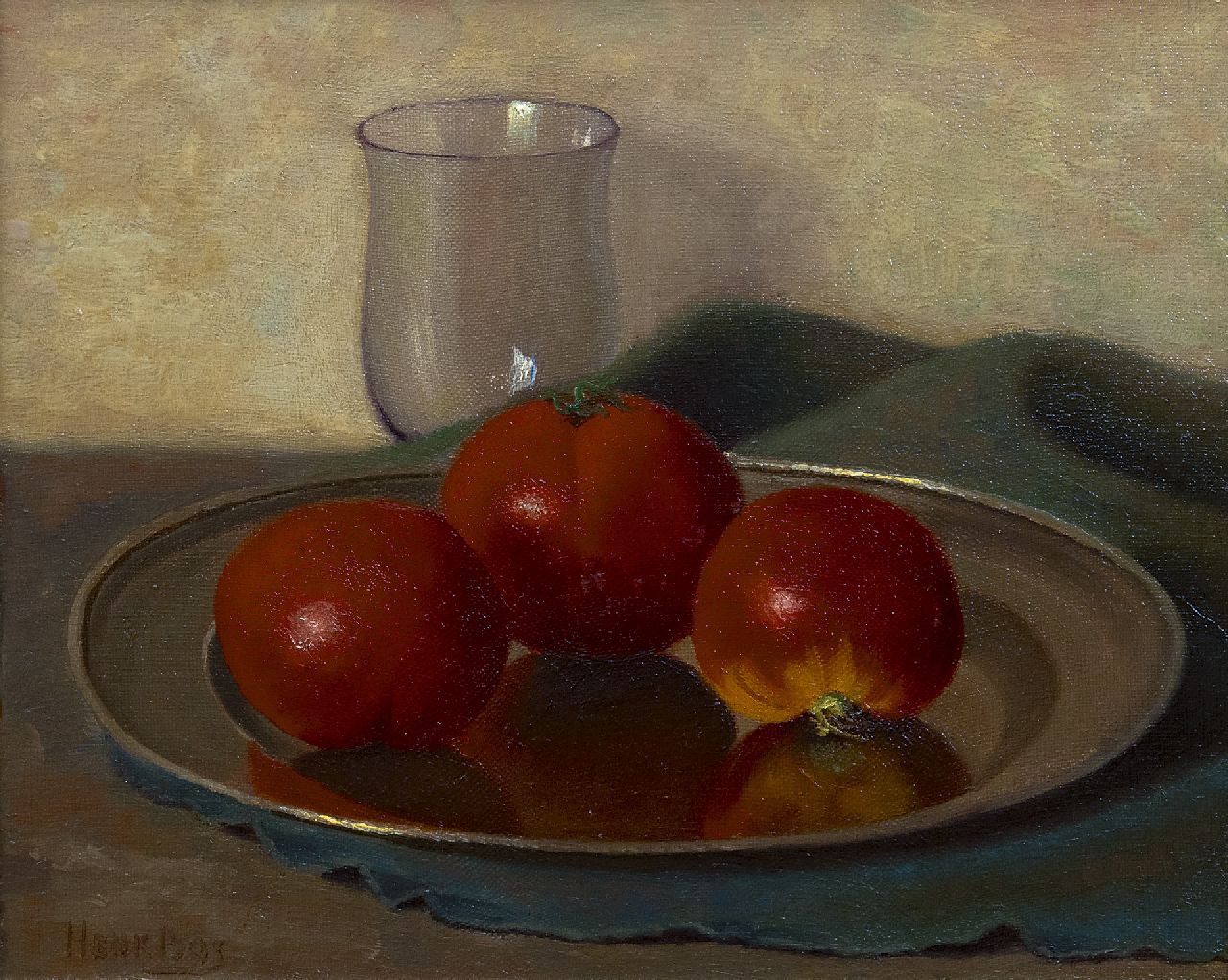 Bos H.  | Hendrik 'Henk' Bos, Tomaten, olieverf op doek 24,2 x 29,9 cm, gesigneerd linksonder