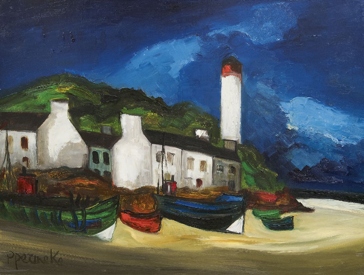 Permeke P.  | Paul Permeke, Vissersboten op het strand, olieverf op doek 60,5 x 80,3 cm, gesigneerd linksonder