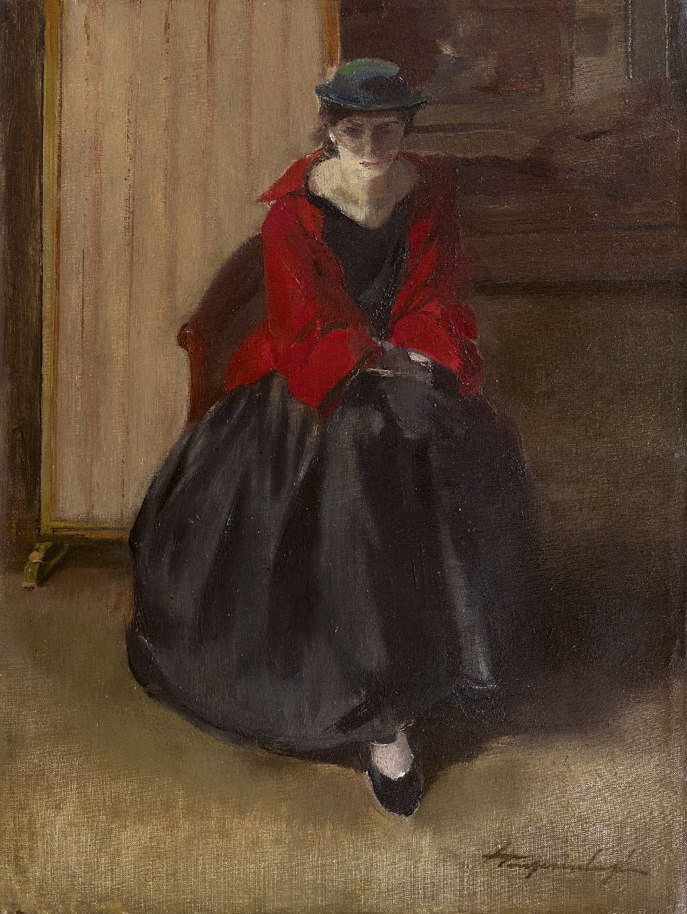 Zevenberghen G. van | 'Georges' Antoine van Zevenberghen, Het bezoek, olieverf op doek 41,6 x 31,5 cm, gesigneerd rechtsonder