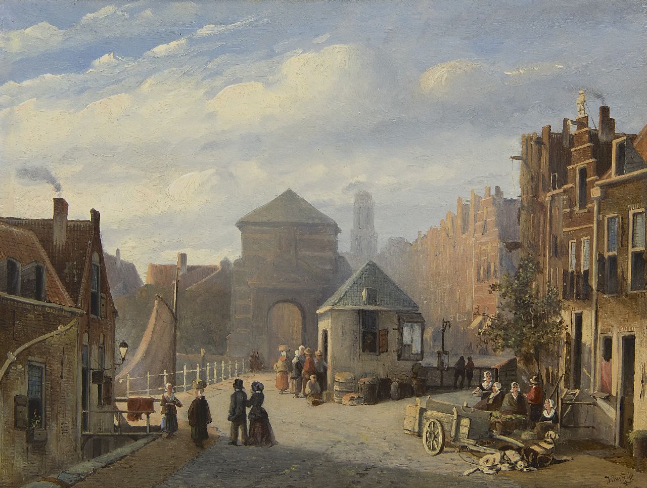 Bles J.  | Joseph Bles, Zomers stadsgezicht, olieverf op paneel 25,5 x 34,5 cm, gesigneerd rechtsonder en gedateerd '48