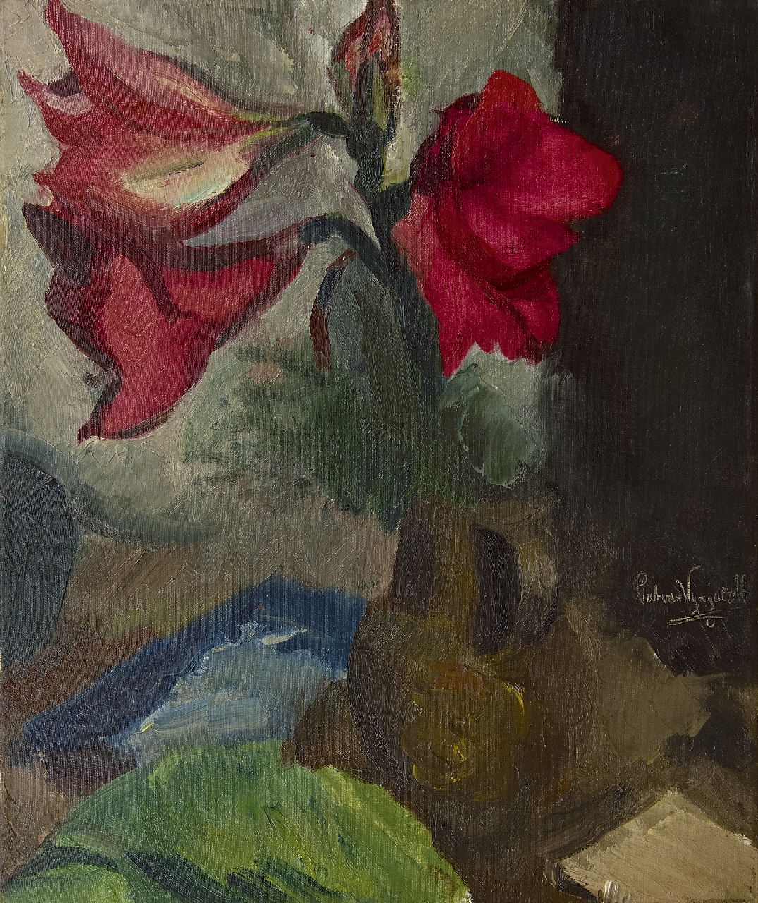 Wijngaerdt P.T. van | Petrus Theodorus 'Piet' van Wijngaerdt, Amaryllis, olieverf op doek 60,0 x 50,6 cm, gesigneerd rechts van het midden