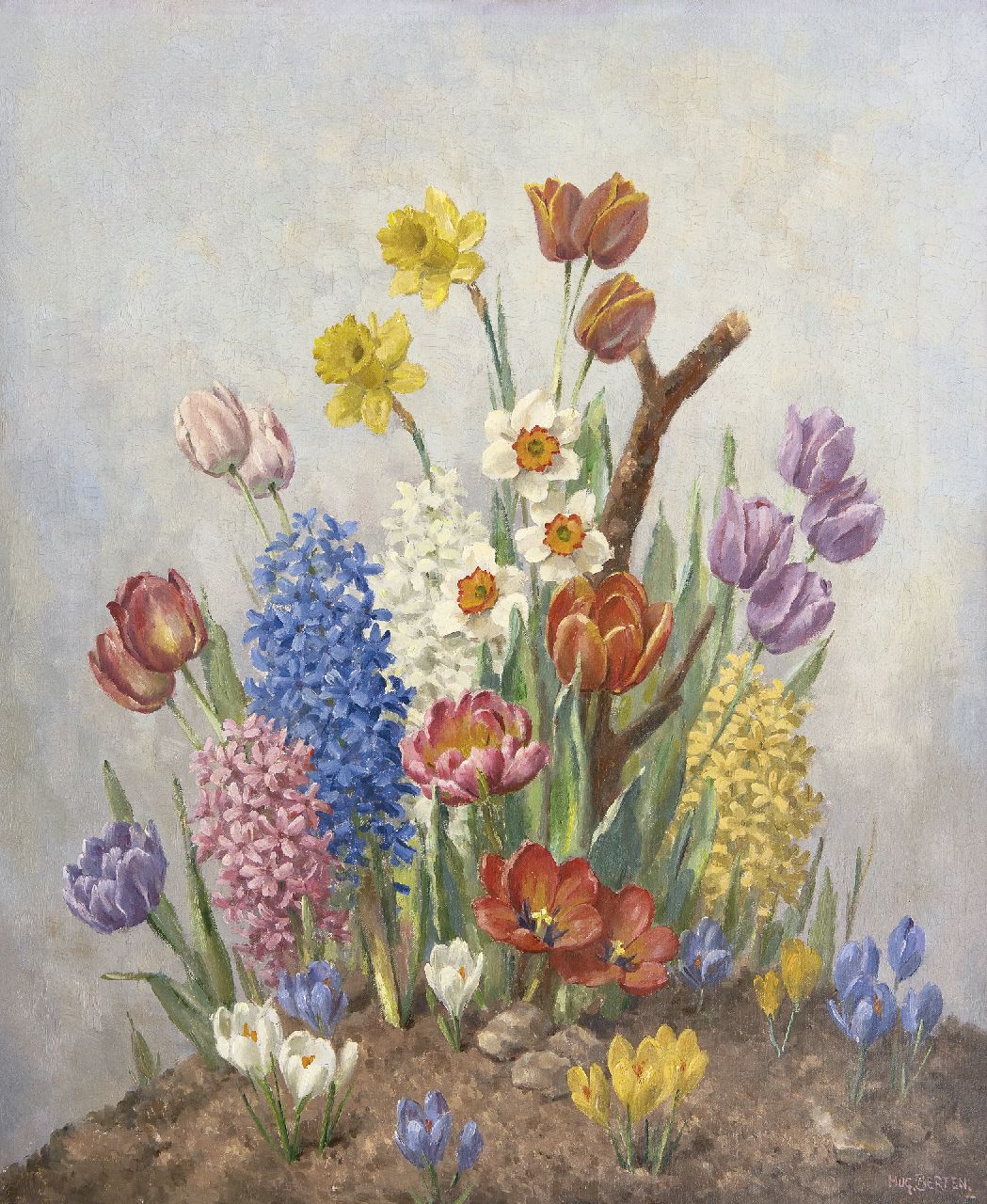 Berten H.H.  | Hermann 'Hugo' Berten, Voorjaarsbloemen, olieverf op doek 60,3 x 50,4 cm, gesigneerd rechtsonder