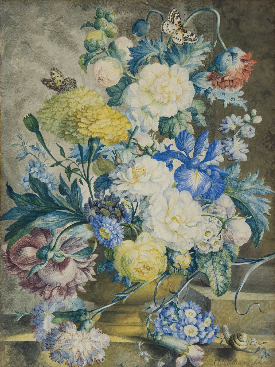 Oswald Wijnen | Pronkstilleven, aquarel op papier, 40,6 x 30,1 cm, gesigneerd r.o. en gedateerd 1778