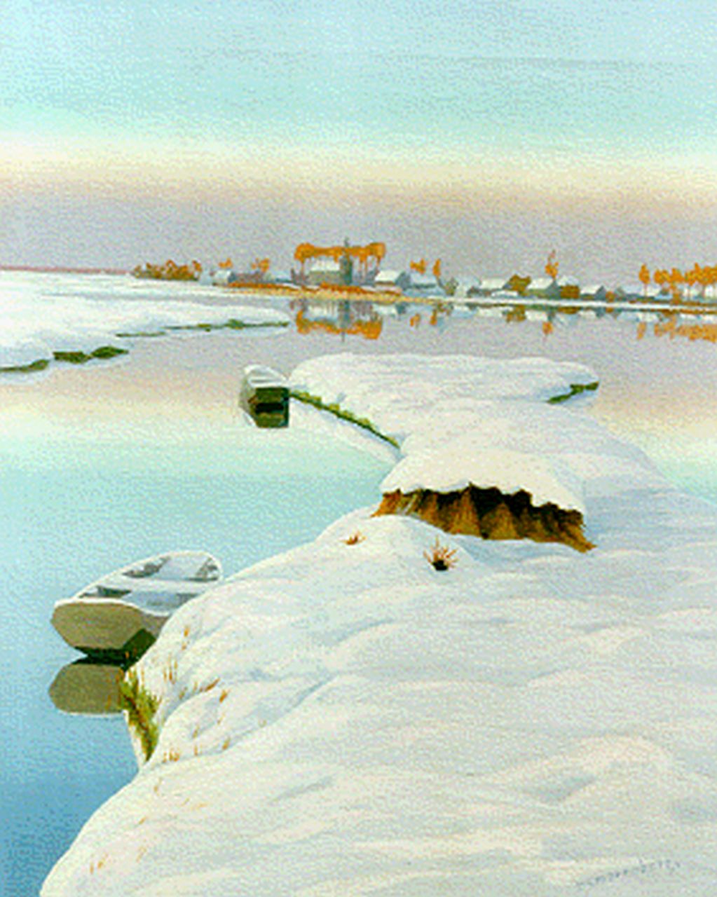 Smorenberg D.  | Dirk Smorenberg, Winter in Loosdrecht, olieverf op doek 50,0 x 40,2 cm, gesigneerd rechtsonder