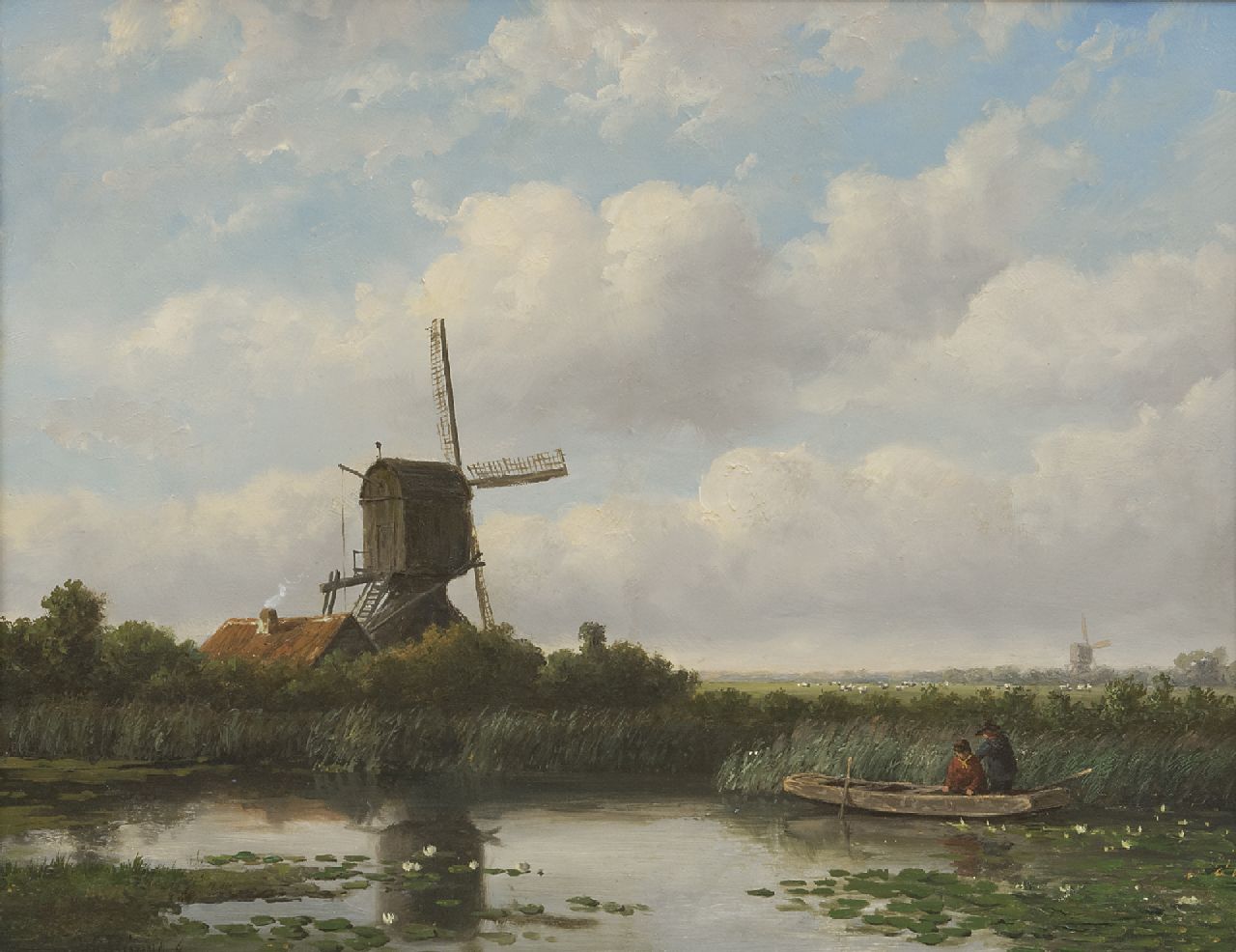 Wisselingh J.P. van | Johannes Pieter van Wisselingh, Wipmolen in een polderlandschap, olieverf op paneel 34,6 x 44,9 cm, gesigneerd linksonder