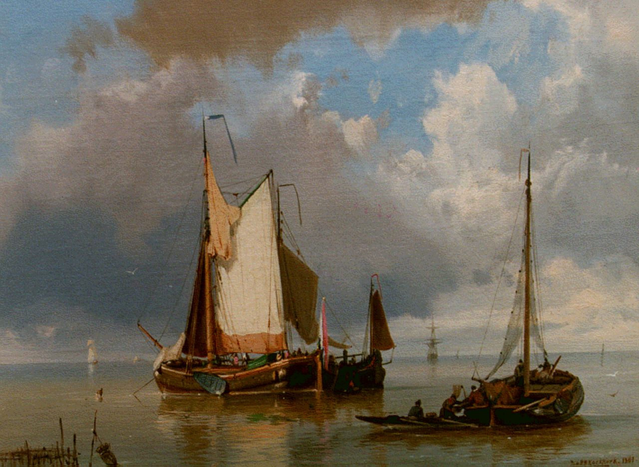 Koekkoek J.H.B.  | Johannes Hermanus Barend 'Jan H.B.' Koekkoek, Zeilschepen op zee, olieverf op doek 24,0 x 32,0 cm, gesigneerd rechtsonder en gedateerd 1861