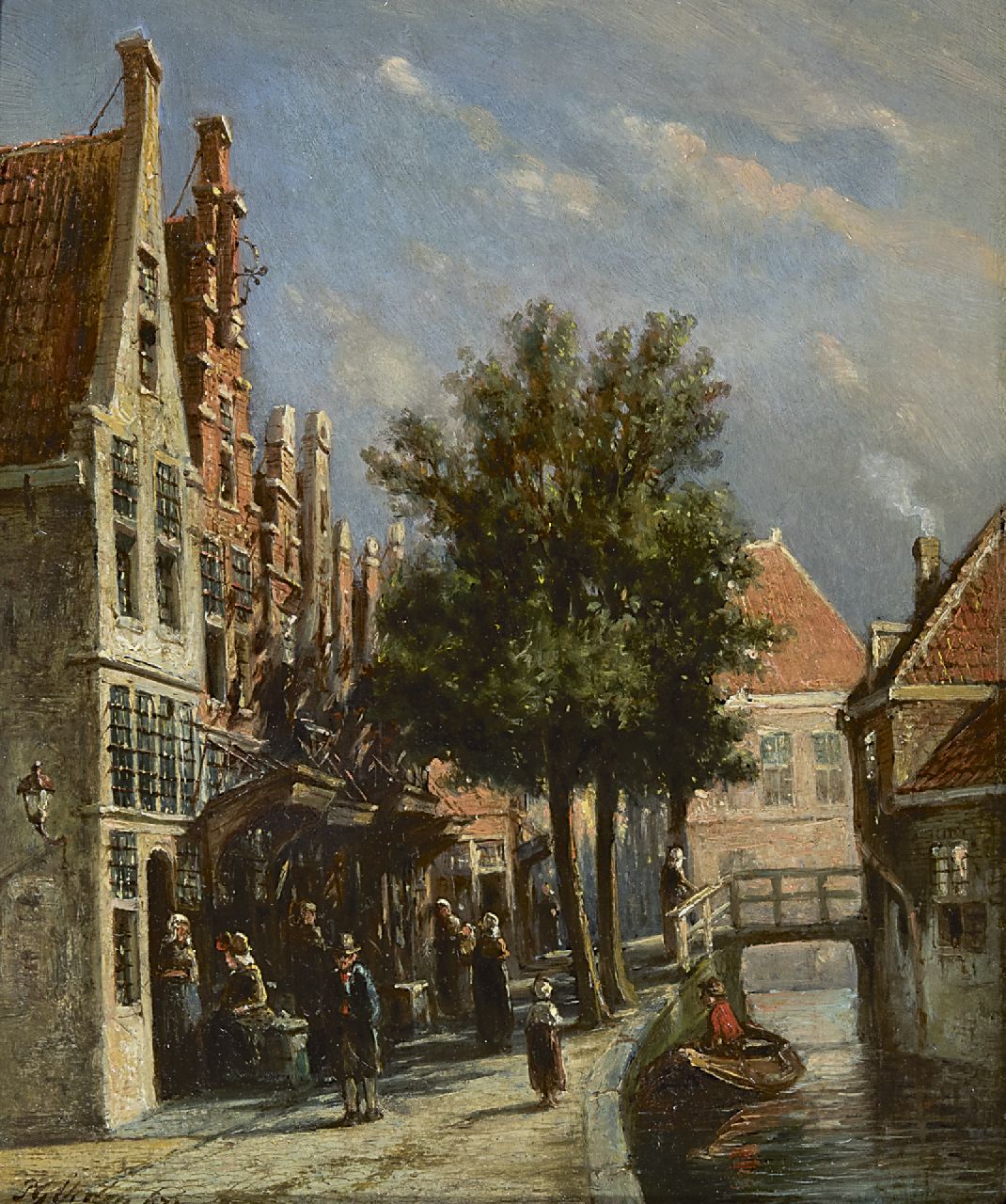 Vertin P.G.  | Petrus Gerardus Vertin | Schilderijen te koop aangeboden | Hollands stadsgrachtje, olieverf op paneel 21,9 x 18,0 cm, gesigneerd linksonder en gedateerd '73