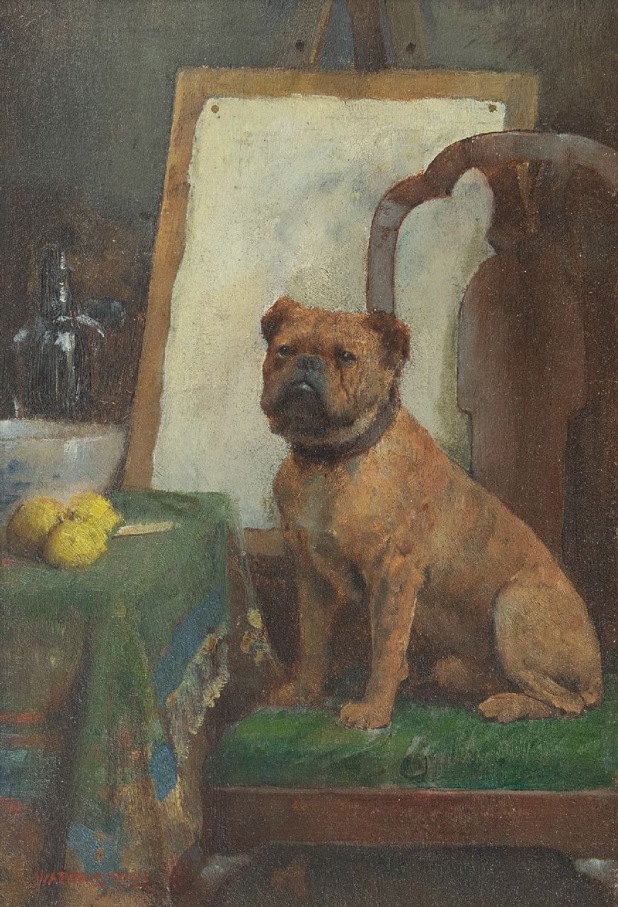 William Arthur Breakspeare | De hond van de schilder, olieverf op paneel, 25,0 x 17,2 cm, gesigneerd l.o.