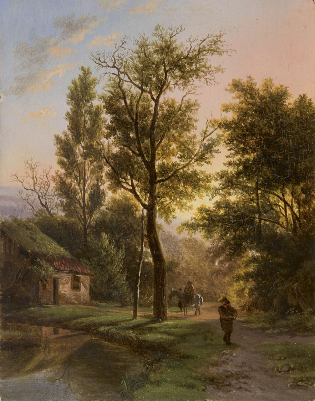 Maris M.  | Matthijs 'Thijs' Maris, Bospad met reiziger, olieverf op paneel 16,2 x 12,7 cm, te dateren ca. 1852-1855