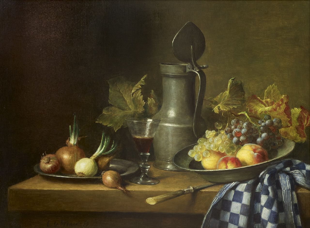 Mair C. le | Cornelis le Mair, Stilleven met gildebeker  (tot 14-9 gereserveerd), olieverf op paneel 60,0 x 80,0 cm, gesigneerd linksonder