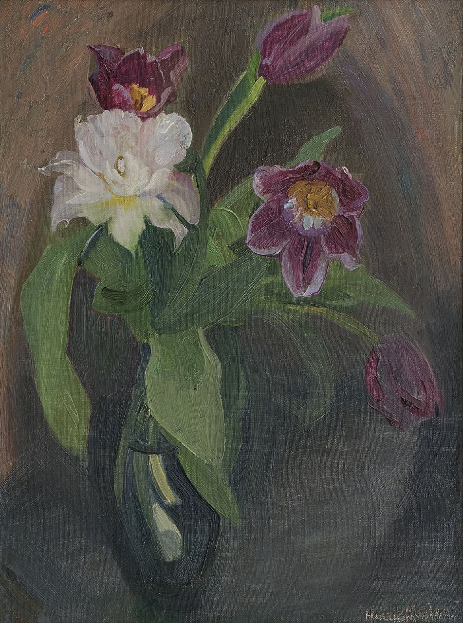 Kuijten H.J.  | Henricus Johannes 'Harrie' Kuijten | Schilderijen te koop aangeboden | Tulpen, olieverf op doek 50,1 x 36,3 cm, gesigneerd rechtsonder