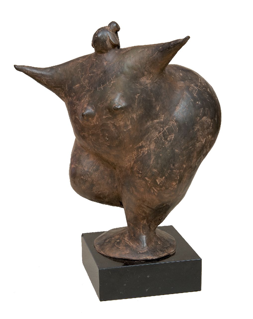 Hemert E. van | Evert van Hemert, Gerda, gepatineerd brons 27,0 x 23,0 cm, gesigneerd met monogram op achterkant basis en te dateren 2012