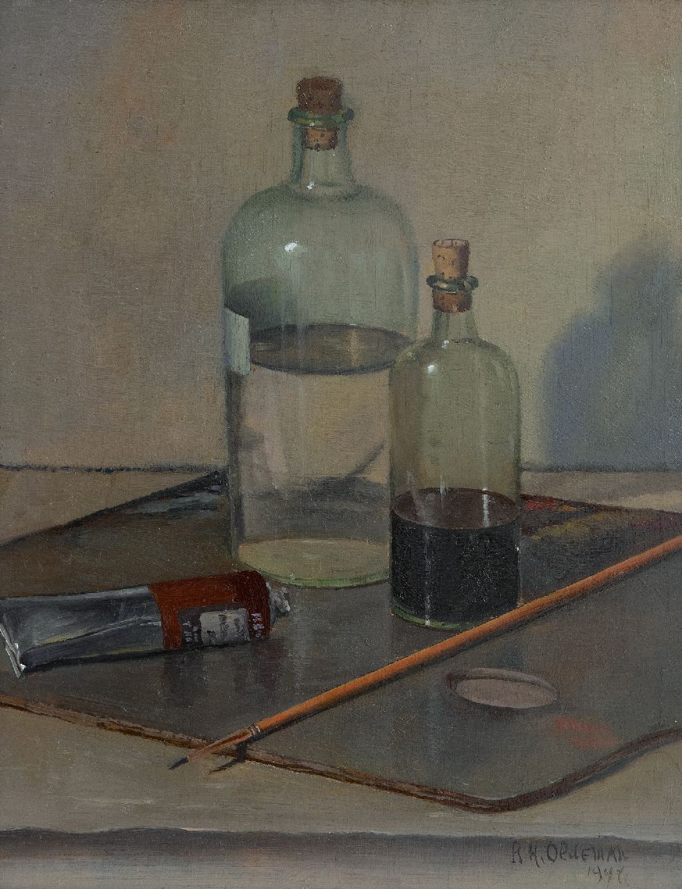 Rudolf Hendrik Oldeman | Schildergerei, olieverf op paneel, 32,0 x 25,4 cm, gesigneerd r.o. en gedateerd 1948