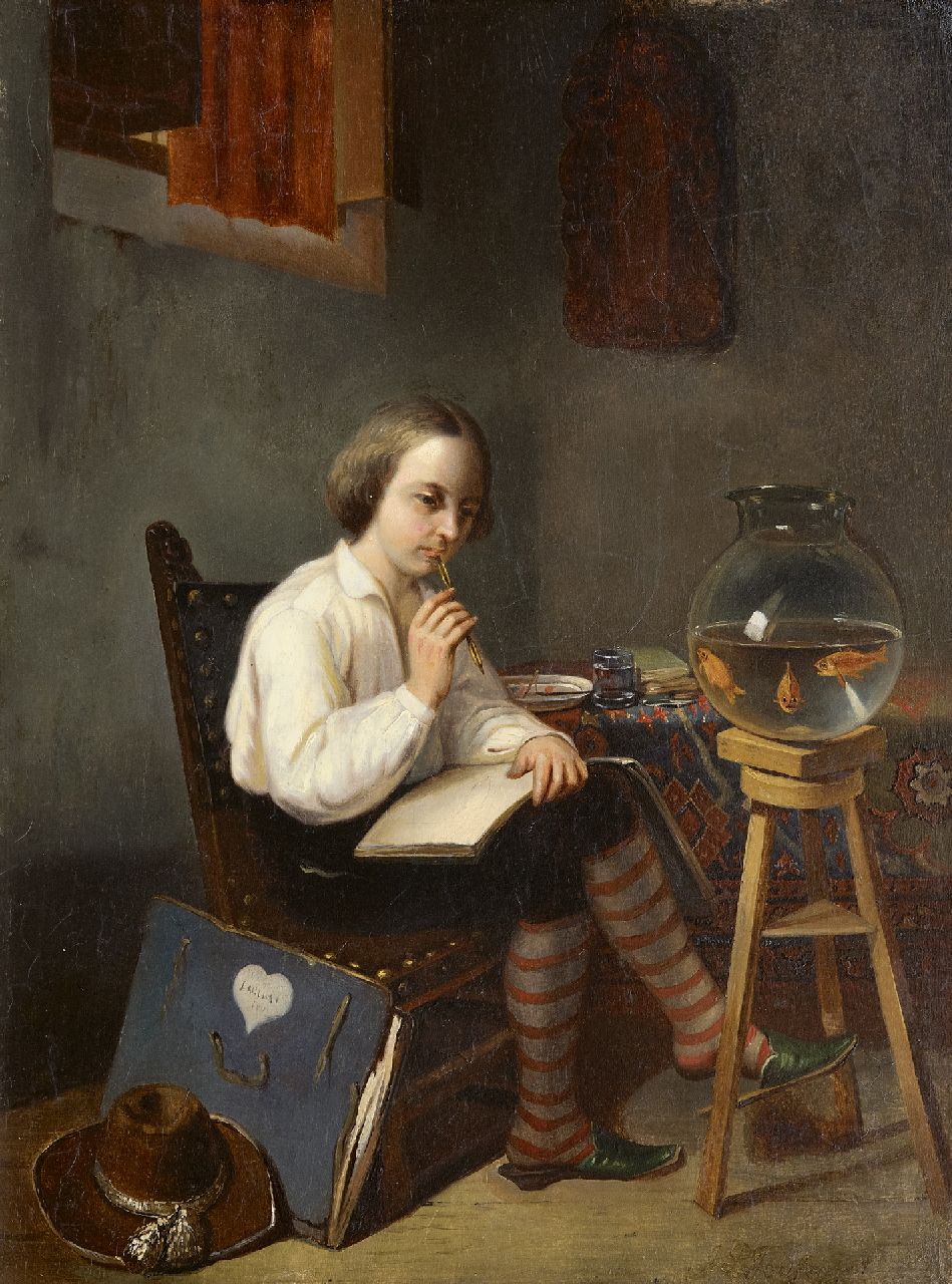 Armand P. Toussaint | De jonge kunstenaar, olieverf op paneel, 41,7 x 31,3 cm, gesigneerd r.o.