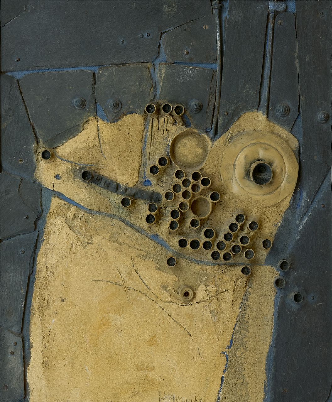 Wagemaker A.B.  | Adriaan Barend 'Jaap' Wagemaker, Le morceau de cuivre, gemengde techniek op board 60,2 x 49,9 cm, gesigneerd linksonder, middenonder en verso en verso gedateerd '62
