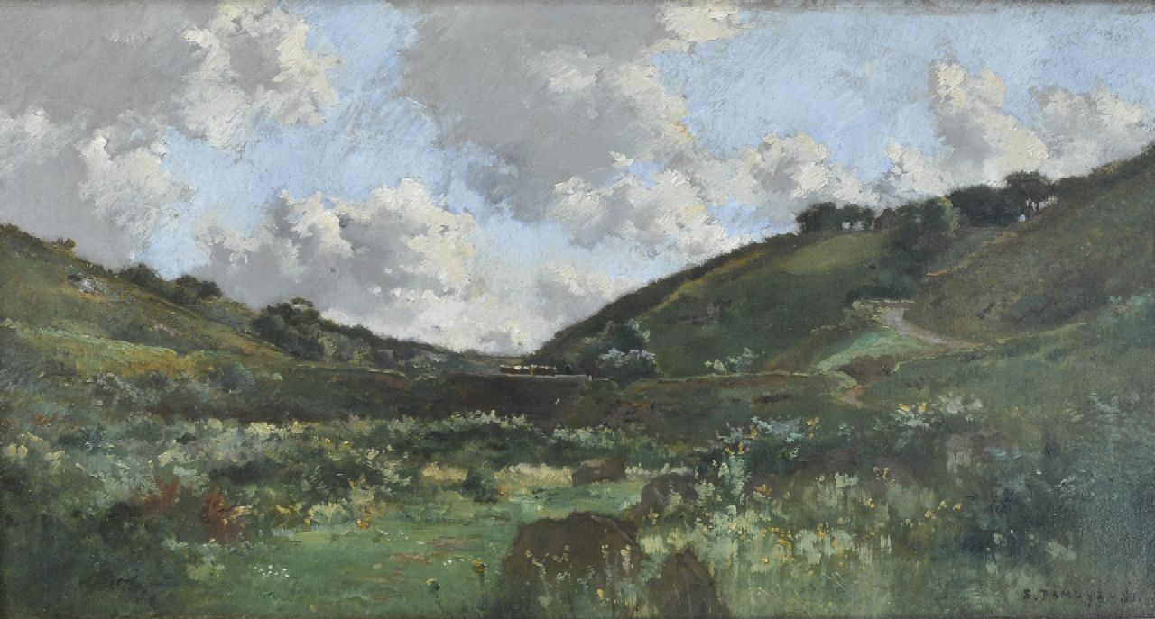 Damoye P.E.  | Pierre-Emmanuel Damoye | Schilderijen te koop aangeboden | Frans heuvellandschap, olieverf op paneel 32,7 x 60,2 cm, gesigneerd rechtsonder en gedateerd '81
