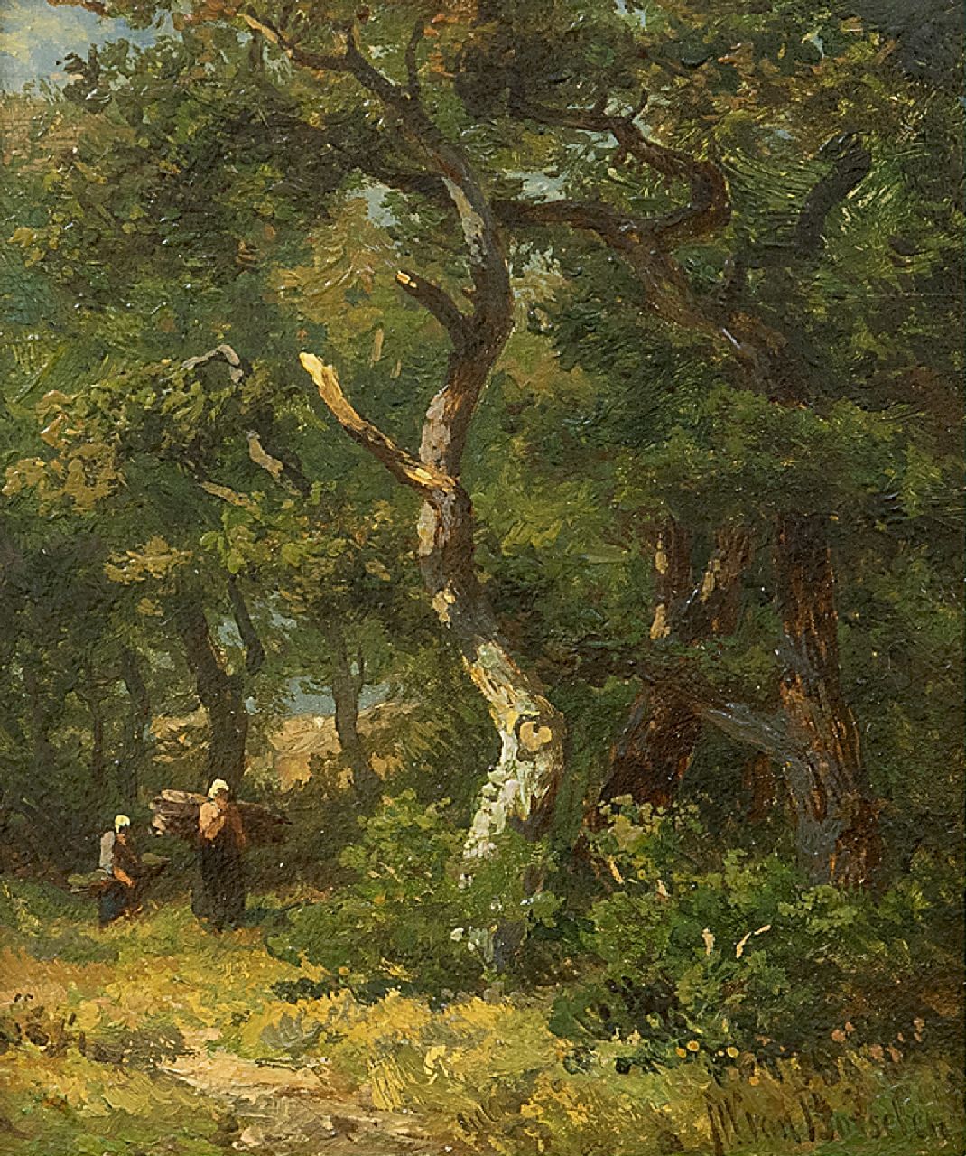 Borselen J.W. van | Jan Willem van Borselen | Schilderijen te koop aangeboden | Boslandschap, olieverf op paneel 11,0 x 9,0 cm