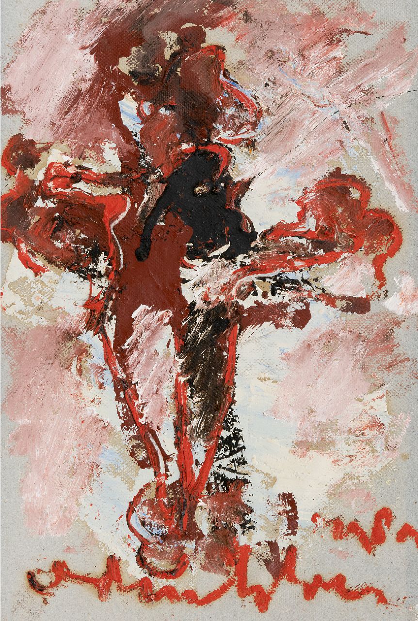 Heyboer A.  | Anton Heyboer | Schilderijen te koop aangeboden | Figuur, acryl op doek 41,5 x 27,0 cm, gesigneerd middenonder en gedateerd 1989