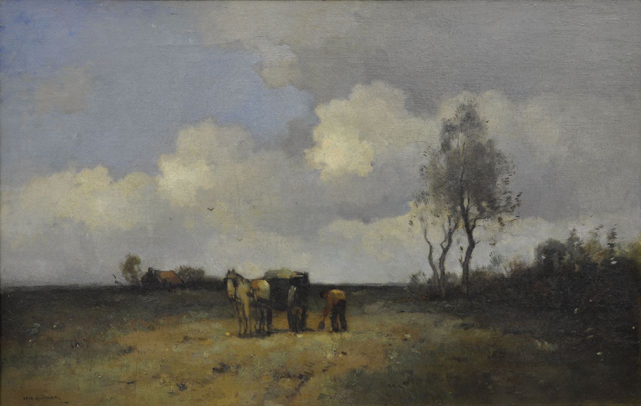 Knikker A.  | Aris Knikker, Landschap met zandschepper, olieverf op doek 50,2 x 74,8 cm, gesigneerd linksonder