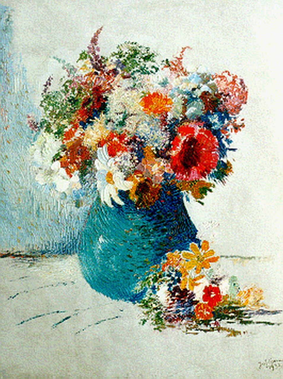 Koeman J.J.  | Jacobus Jan 'Jac. J.' Koeman, Vaas met bloemen, 65,0 x 50,0 cm, gesigneerd rechtsonder en gedateerd 1932