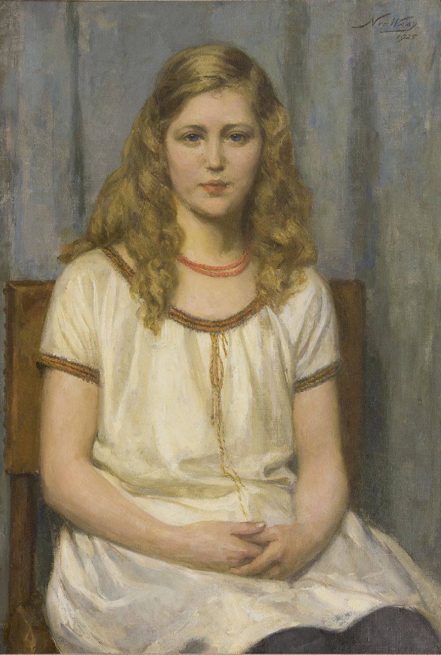 Waay N. van der | Nicolaas van der Waay, Portret van Mlle. T. de K., olieverf op doek 80,3 x 54,0 cm, gesigneerd rechtsboven en gedateerd 1925