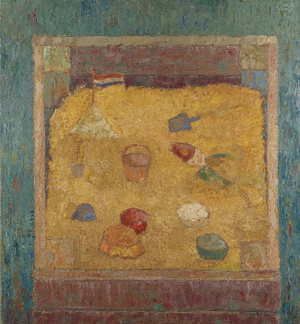 Linschooten J.  | Johannes 'Joop' Linschooten, Zandbak, olieverf op board 100,0 x 91,6 cm, gesigneerd rechtsonder