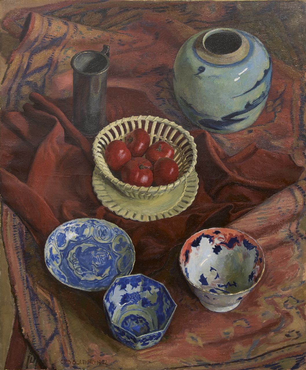 Bolding C.  | Cornelis 'Cees' Bolding | Schilderijen te koop aangeboden | Stilleven van vazen en schalen, olieverf op doek 105,5 x 85,4 cm, gesigneerd linksonder en gedateerd 1942