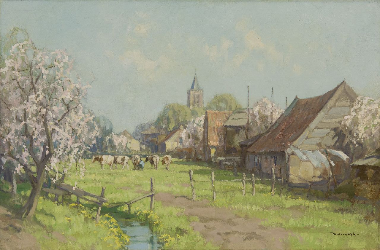Noordijk W.F.  | 'Willem' Frederik Noordijk, Dorpje in het voorjaar (Eemnes), olieverf op doek 40,7 x 60,8 cm, gesigneerd rechtsonder