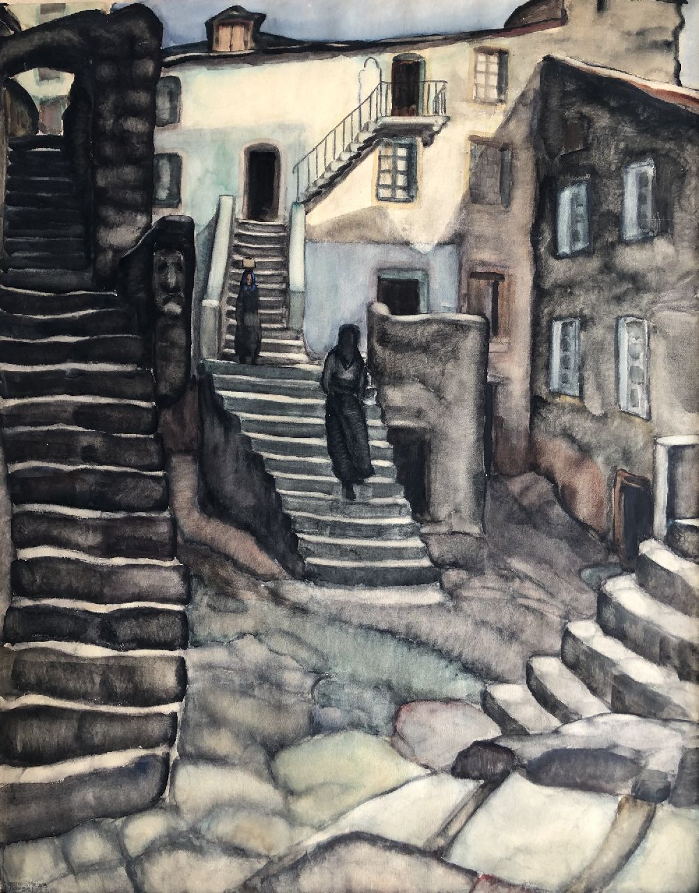Meurs H.H.  | 'Harmen' Hermanus Meurs | Aquarellen en tekeningen te koop aangeboden | Dorp op Corsica, aquarel op papier 92,7 x 73,8 cm, gesigneerd linksonder en gedateerd 'Corse' 1929