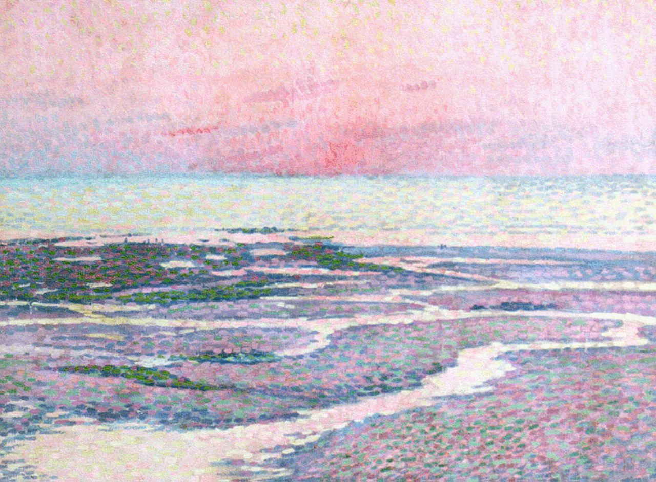Rysselberghe Th. van | Théodore 'Théo' van Rysselberghe, Plage a maree basse (Ambleteuse) - (soir), olieverf op doek 65,0 x 54,3 cm, gesigneerd rechtsonder mon en gedateerd 1900