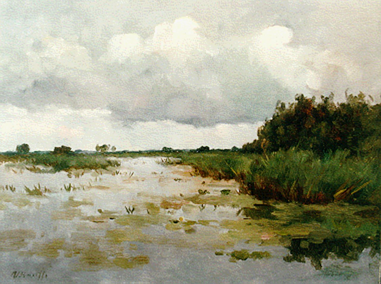 Bauffe V.  | Victor Bauffe, Polderlandschap bij Kortenhoef, olieverf op doek 38,5 x 50,2 cm, gesigneerd linksonder