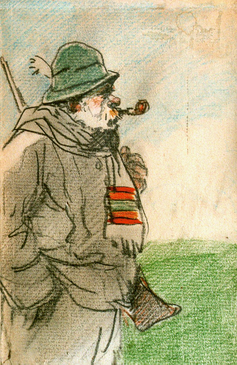 Moerkerk H.A.J.M.  | Hermanus Antonius Josephus Maria 'Herman' Moerkerk, Op zoek, kleurpotlood op papier 24,3 x 17,5 cm, gesigneerd linksonder