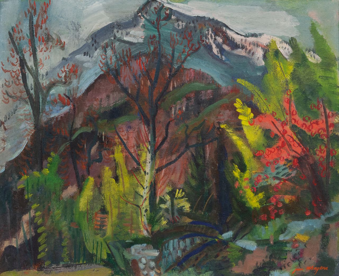 Wiegers J.  | Jan Wiegers, Tuin Ticino, wasverf op doek 50,6 x 61,7 cm, gesigneerd rechtsonder en te dateren ca. 1947-1950