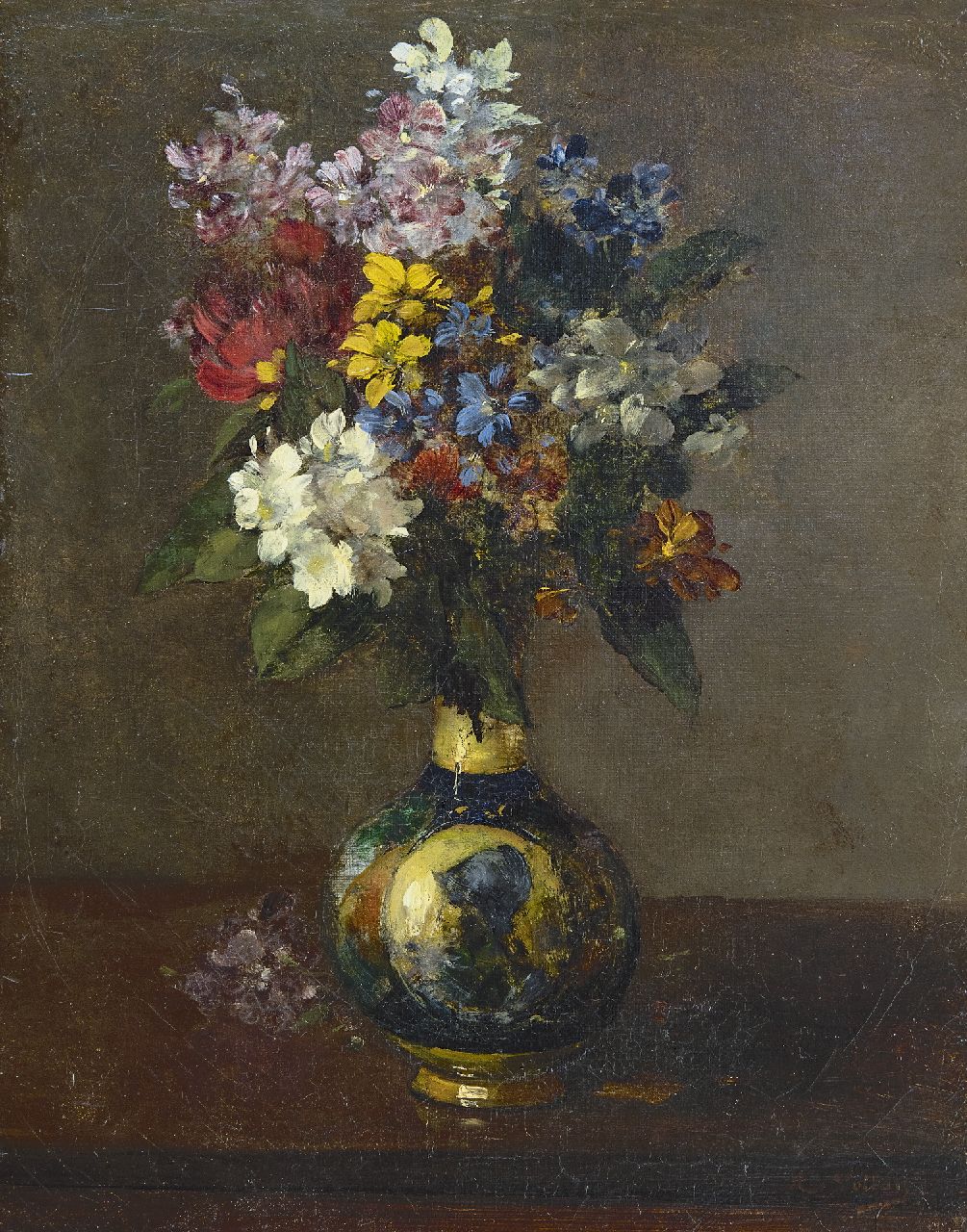 Vollon A.  | Antoine Vollon | Schilderijen te koop aangeboden | Bloemen in een vaas, olieverf op doek 41,4 x 32,0 cm, gesigneerd rechtsonder