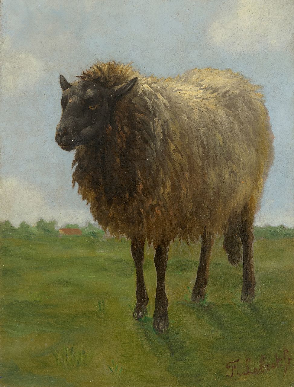 Frans Lebret | Schaap, olieverf op paneel, 19,3 x 14,5 cm, gesigneerd r.o.