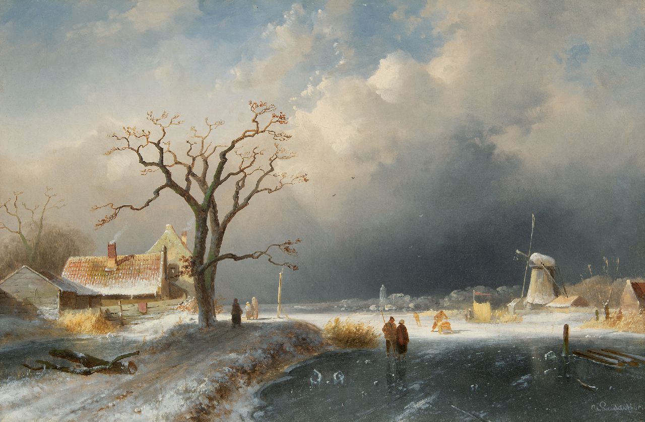 Leickert C.H.J.  | 'Charles' Henri Joseph Leickert, Opkomende storm, olieverf op doek 41,5 x 62,2 cm, gesigneerd rechtsonder en gedateerd '65