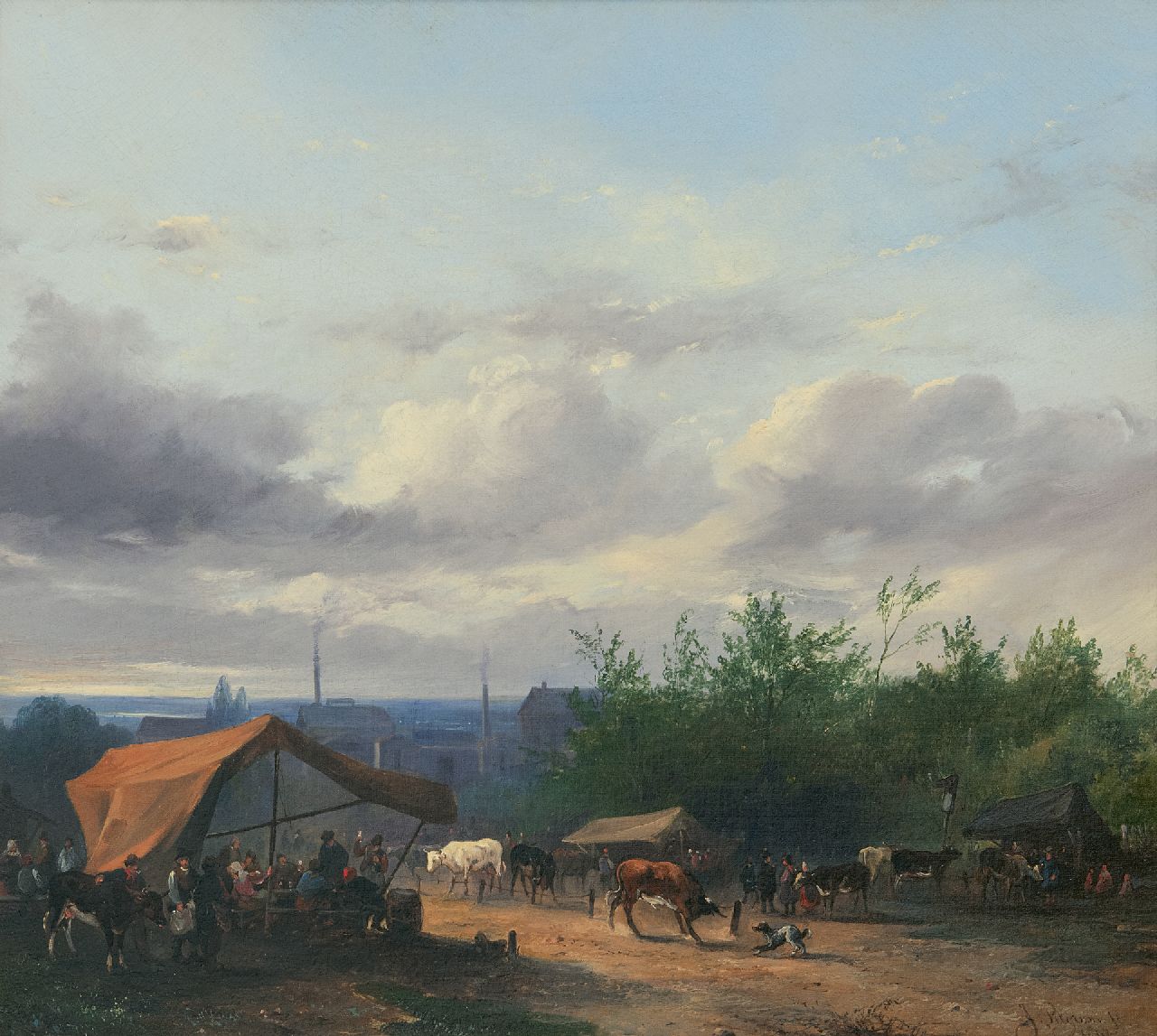Pelgrom J.  | Jacobus Pelgrom | Schilderijen te koop aangeboden | Veemarkt, olieverf op doek 37,9 x 42,5 cm, gesigneerd rechtsonder en gedateerd 1847